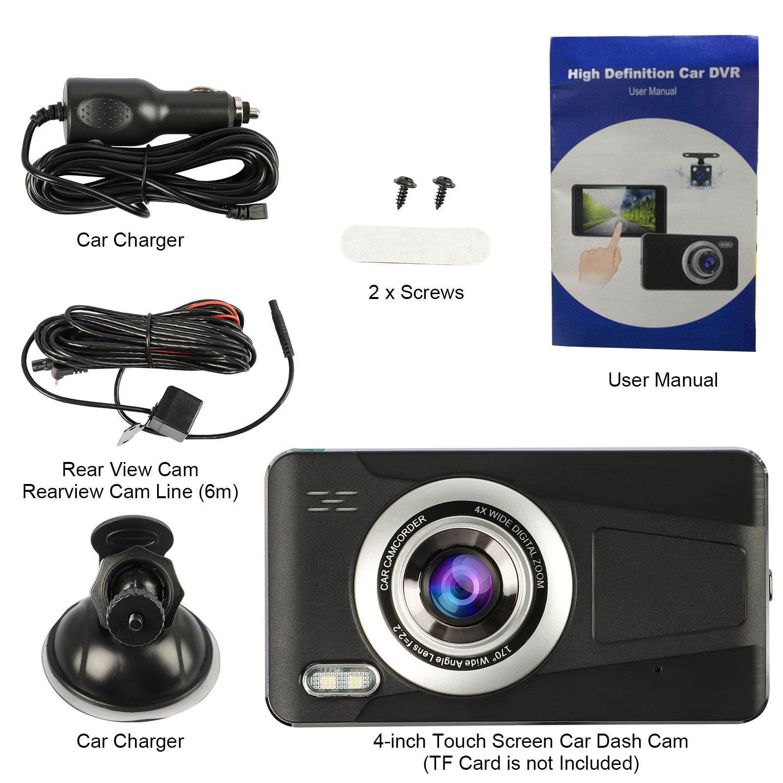 170° Wide Angle Parking Monitor Loop Recording G-Sensor WDR Motion Detection Yansoo Dash Cam Front and Rear 1080P FHD DVR Car Camera 3 IPS Dashboard Camera for Car with Super Night Vision 