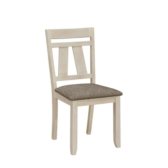 2pc Transitional Style Dining Chairs Solid Wood Frame Fabric Upholstery Seat Wooden Chalk Gray Finish Furniture