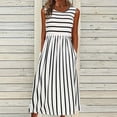 thumbnail image 2 of Siilsaa Women's Summer Sleeveless Striped Flowy Casual Long Maxi Dress with Pockets White,M, 2 of 5