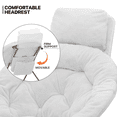 thumbnail image 6 of Monibloom Oversized Faux Fur Folding Saucer Chair with Removable Headrest, Comfy Moon Chair, Metal Frame, for Bedroom Living Room Dorm (White), 6 of 10