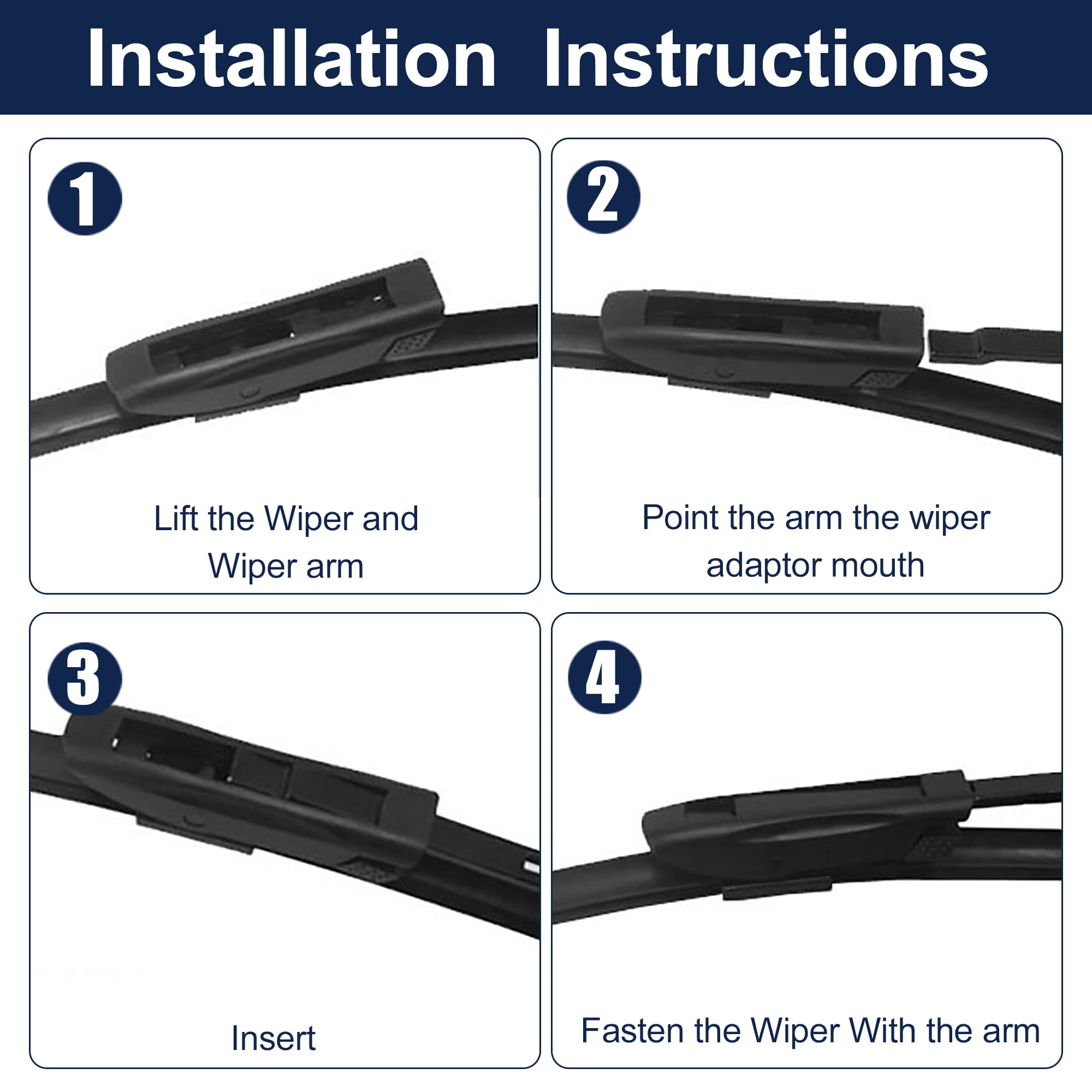 Unique Bargains 1 Pair 20"-14" Coating Silicon Front Windshield Wiper Blade for Smart Fortwo 2014-2019 Not J / U Hook