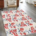 thumbnail image 3 of 3'x5' Area Rugs, Red Flowers Indoor Outdoor Area Rug for Living Room Bedroom, Country Spring Botanical Floral Leaves Herbs Washable Bathroom Rugs Kitchen Floor Carpet Mats Home Decor Aesthetic, 3 of 8