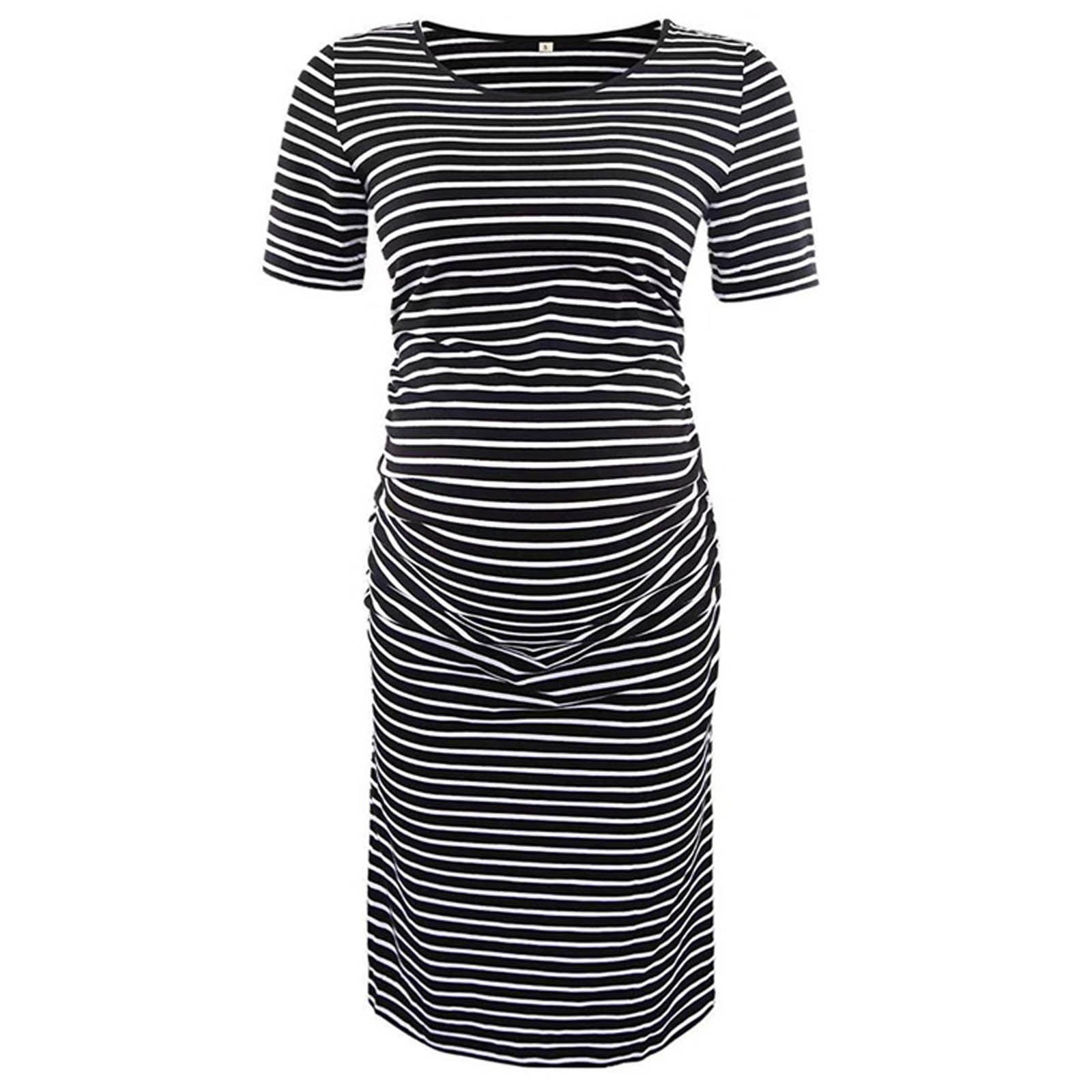 LaClef Women's Casual Ruched Maternity Dress - Dark Rose, Bodycon T-Shirt Dress For Baby Shower & Everyday - View #5