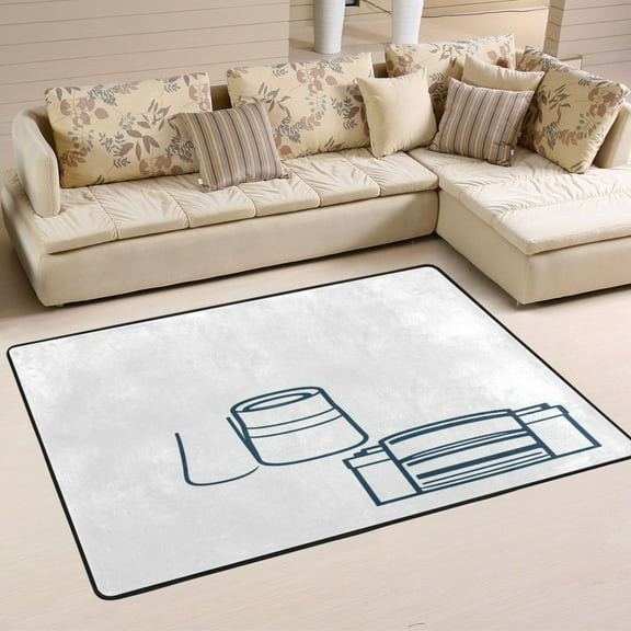 Minimalist Kitchen Utensils Soft Polyester Area Rug 36''x24'', Non Slip, Memory Foam, Water Absorbent