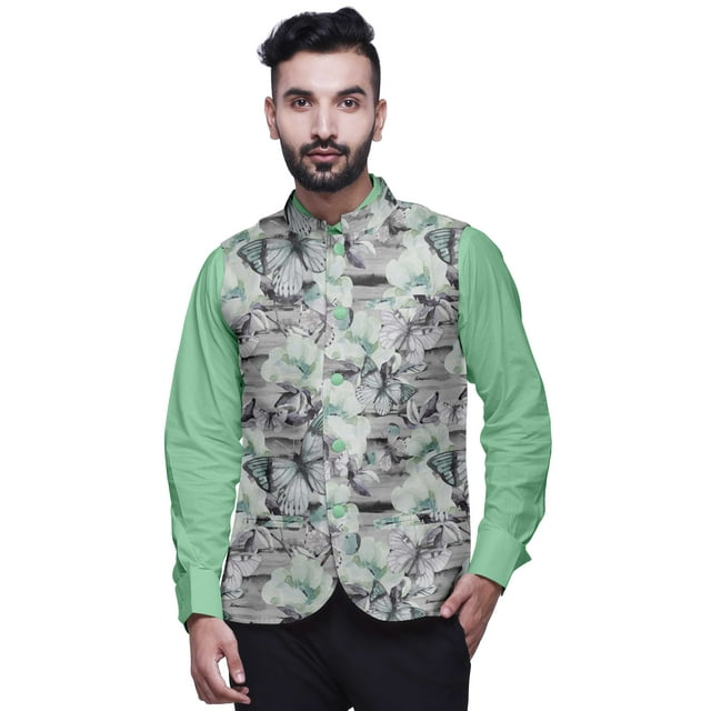 Atasi Printed Wedding Jackets For Men Nehru Jacket Waist Coat For Festive Season-Small