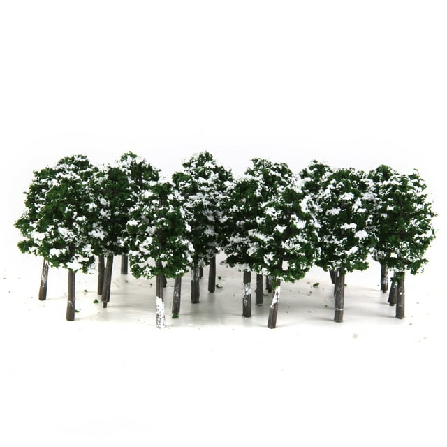 20pcs 1:150 Model Trees Train Railroad Street Snow Scenery Deep Green