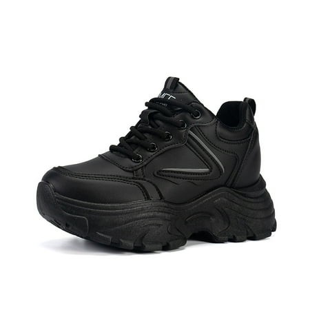 

Fashion Waterproof Running Sports Shoes Thick Sole Lace-up Sneakers With Hidden Heel Women‘s Footwear