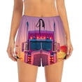 thumbnail image 2 of Balery Sunset Truck Highway Pantalones cortos deportivos para mujer con forro y dos bolsillos, elásticos, para entrenamiento, gimnasio, yoga-Medium, 2 of 7