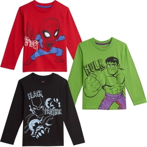 Marvel Avengers Little Boys' Long Sleeve T-Shirts 3-Pack