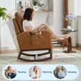 thumbnail image 6 of Nursery Rocking Chair with Retractable Footrest & High Backrest, Upholstered Glider Rocker Accent Chair for Breastfeeding Reading, Compact for Bedroom Living Room Apartments, 6 of 8