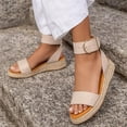 thumbnail image 3 of YDN Women's Espadrilles Wedge Sandals Platform Ankle Strap Buckle Low Heels Open Toe Pumps Summer Holiday Dress Shoes Size 15 Nude, 3 of 3