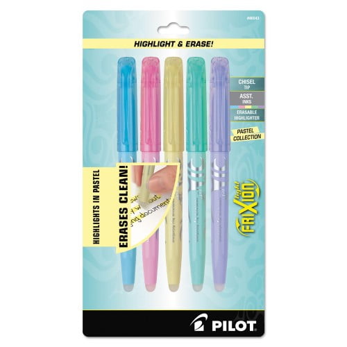 New Pilot FriXion Light Pastel Collection Erasable Highlighters, Chisel Tip, Assorted Colors, 5/Pack,Each