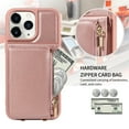 thumbnail image 2 of SaniMore RFID Blocking Wallet Case for iPhone 11 Pro, Crossbody Zipper Purse Case for Women/Girls, Wrist Strap PU Leather Card Holder Kickstand Cover for Apple iPhone 11 Pro, Rosegold, 2 of 9