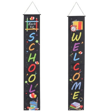 Oraceous 1 Pair of Welcome Back to School Door Banner Porch Sign Party Decoration