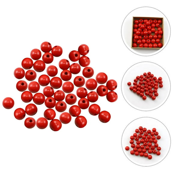 SWETRACE 100Pcs Red Wood Beads for Loose Bead Jewelry and Craft Projects