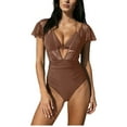 thumbnail image 2 of purcolt Womens One-Piece Swimsuit Mesh Ruffle Bathing Suit Slimming Tummy Control Beach Modest Swimwear, 2 of 6