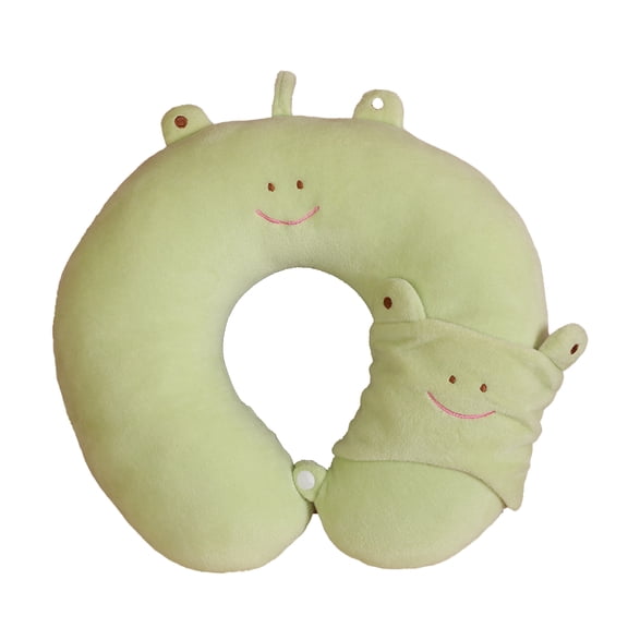 Travel Pillow, Creative Simple Cartoon Animal Neck Pillow for Adults and Kids Travel Neck Pillow for Sleeping, Traveling and Camping with Eye Mask,Frog Green