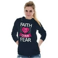 thumbnail image 4 of Faith Over Fear Breast Cancer Ribbon Women's Long Sleeve T Shirt Brisco Brands X, 4 of 6