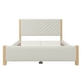 thumbnail image 4 of Mid-Century Queen Bed Frame with Tufted Headboard – No Box Spring Needed, Solid Wood Platform & 650lb Weight Capacity (Beige), 4 of 8