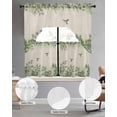 thumbnail image 2 of Hummingbird Swag Kitchen Curtains Sets for Windows 24 Inch Length, Sage Green Botanical Leaf Vintage Botanical Short Window Curtain Panels Swags Valances and Tiers 3 Piece Set for Cafe/Dining Room, 2 of 5