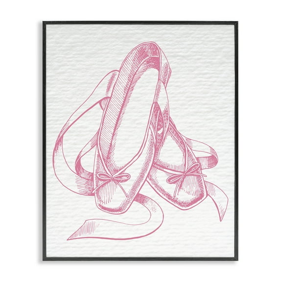 Stupell Industries Pink Ballet Slippers Sports Painting Black Framed Art Print Wall Art, 11 x 14