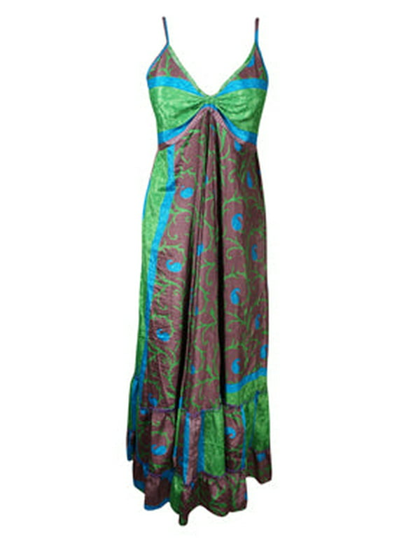 Mogul Womens Summer Maxi Dress Green Purple Dresses S/M