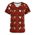 thumbnail image 4 of JINGWANGYHBD Womens Christmas Nurse Uniform Lightweight Scrub Tops Funny Print Shirts Stretchy Soft Loose Uniforms Holiday Merry Xmas Workwear, 4 of 5