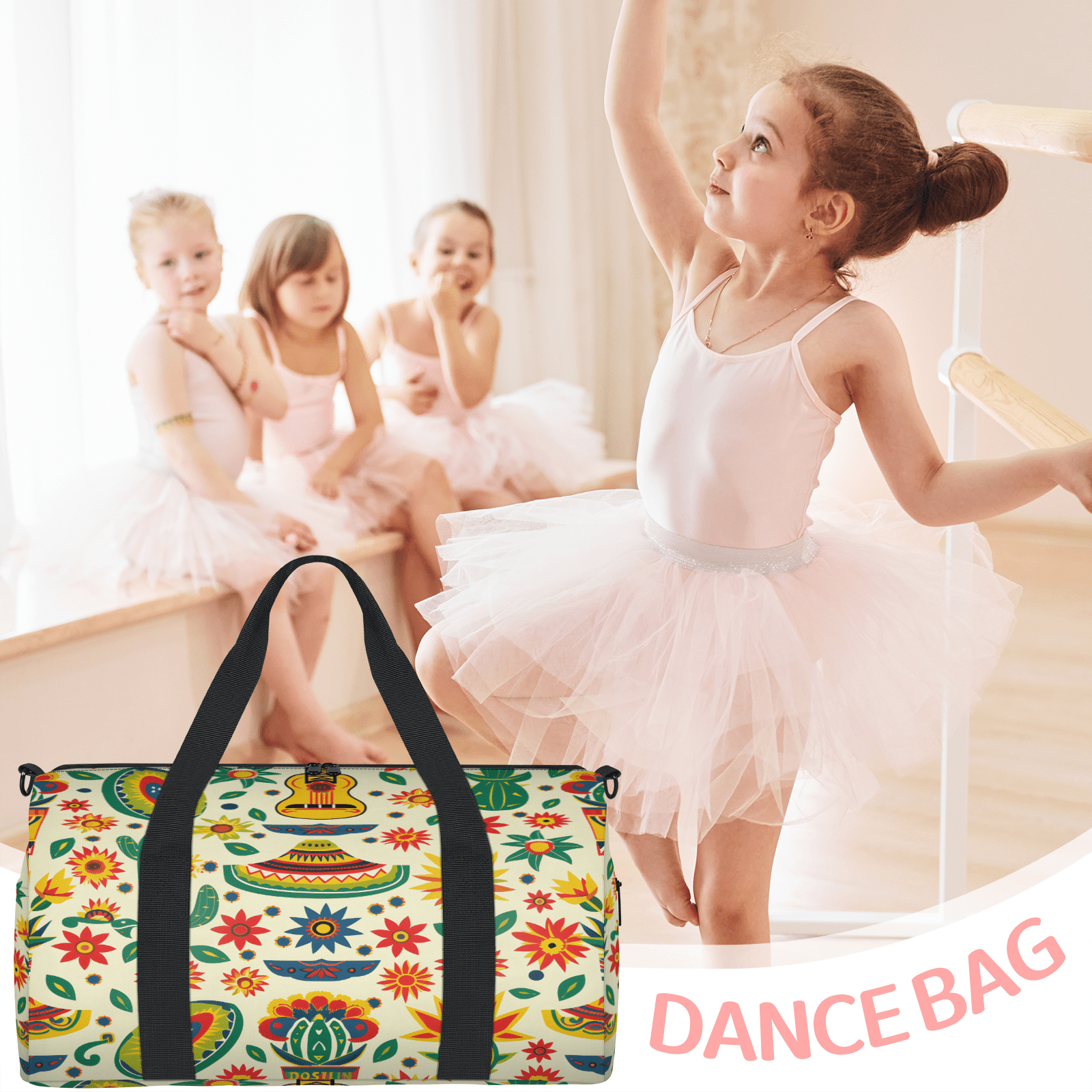 Herdesigns Funny Mexico Theme Gym Bag for Women, Duffle Bag for Travel Sport, Lightweight Waterproof Carry on Weekender Overnight Dance Yoga Workout Bags