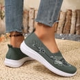 thumbnail image 4 of XUNKUSGA Walking Shoes Women Trendy Embroidered Knit Womens Shoes Casual Breathable Mesh Slip On Shoes Women Lightweight Comfortable Womens Walking Shoes,Green,5.5, 4 of 9
