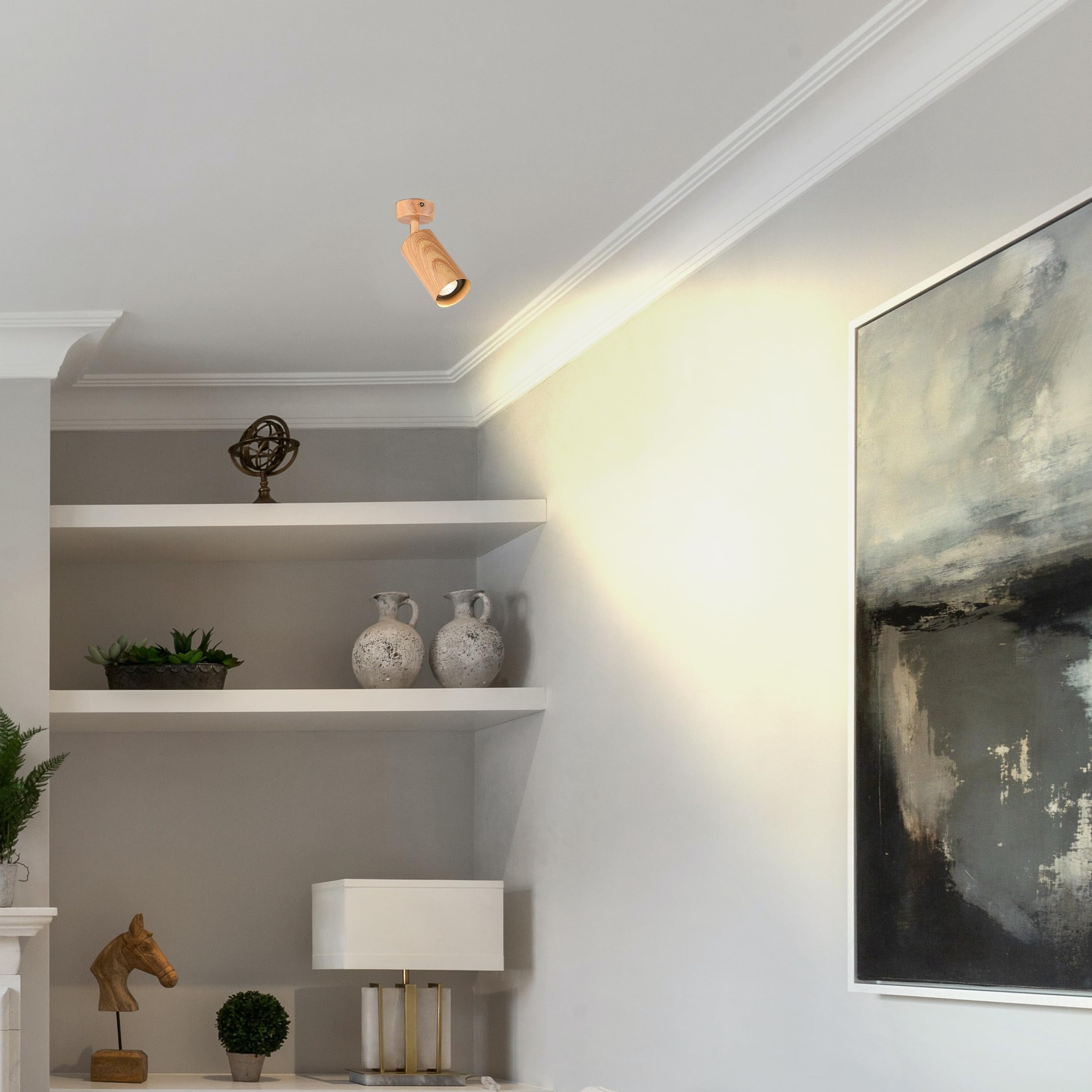 Kiven 1-Light Dimmable Flush Mount LED Ceiling Spotlight,Black Directional Spot Lights Indoor, Hardwired Adjustable Accent Light with GU10 Socket for Plants, Painting, 2700-6500K,XDD905