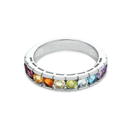 Designer Multi Gemstone - Sterling Silver Multi Gemstone Ring Size 7