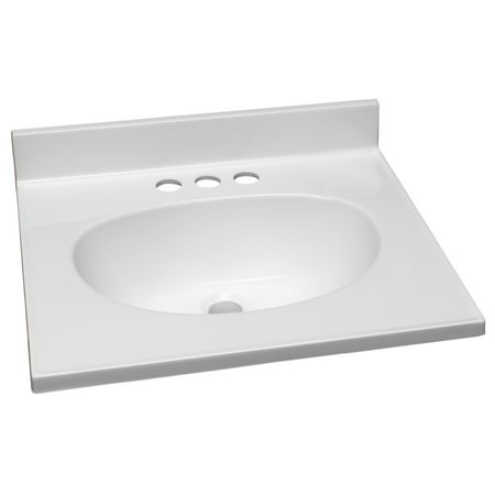 Design House 551242 19-Inch by 17-Inch Marble Vanity Top/Single Bowl, Solid White