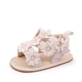 thumbnail image 6 of Splozh Newborn Shoes for Girls Baby/Toddler Walking Sandals Flat Sole Open Toe with Flower for Indoor Outdoor Wear Beige,US 3, 6 of 9