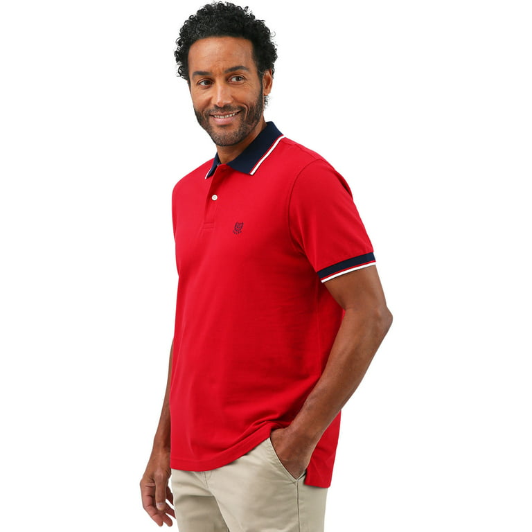 Chaps Men's Cotton Polo Shirt, Red, 2XL