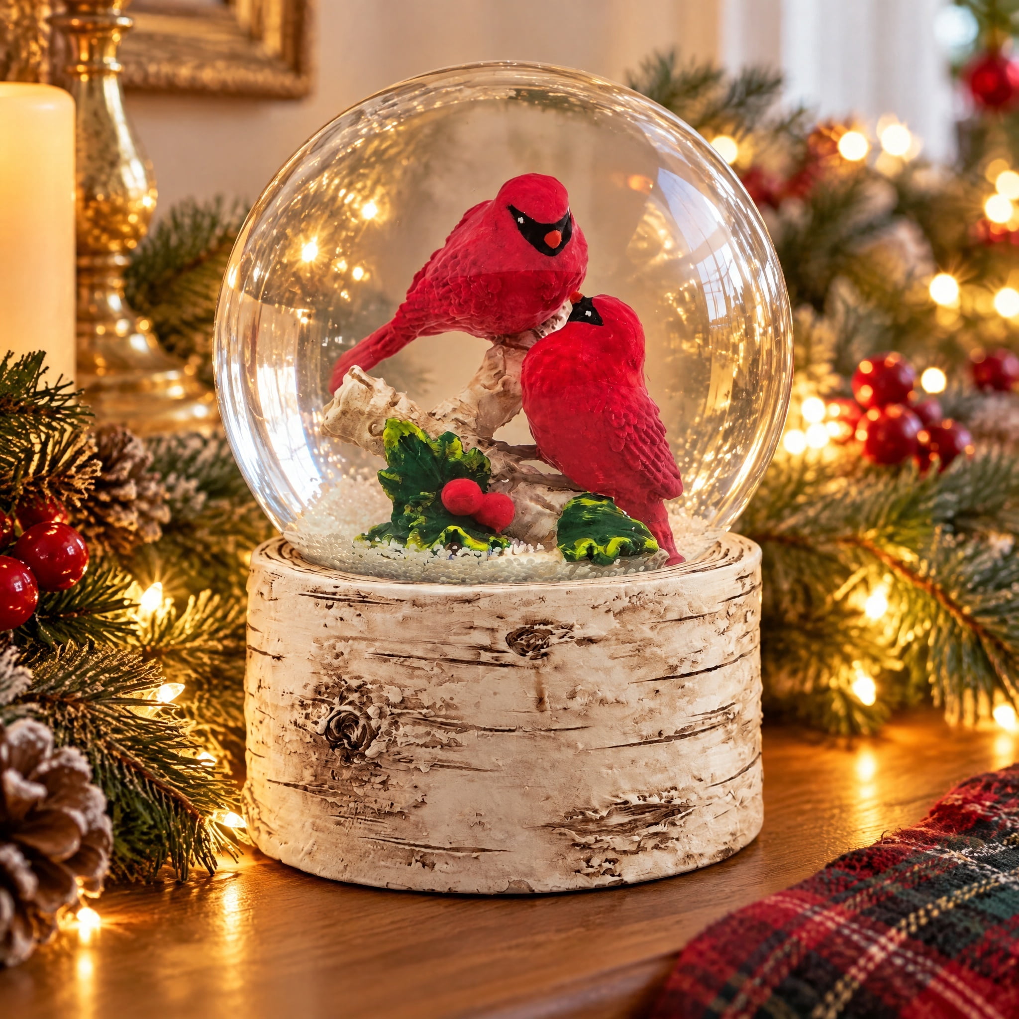 Cardinals Musical Christmas Snow Globe, Multicolor, 5.4", by Holiday Time