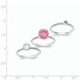 thumbnail image 6 of Sterling Silver Rhodium-plated w/Pink & White CZ and Blue Glass Ring Set QR6311, 6 of 6