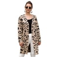 thumbnail image 3 of Womens Leopard Knit Cardigan Fashion Loose Slouchy Sweater Front Open Knit Coat, 3 of 5