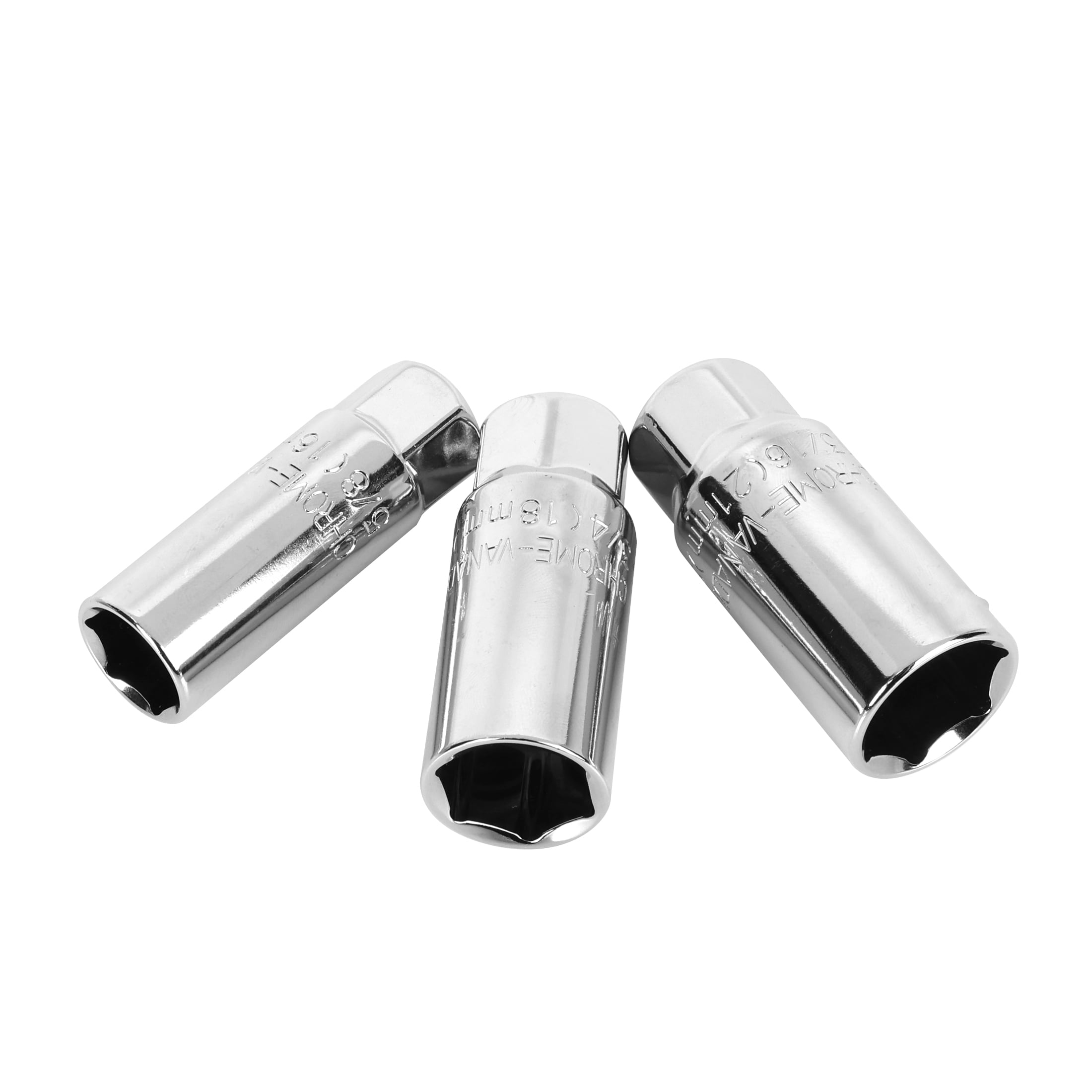 Hyper Tough 3-Piece 3/8-In Drive Spark Plug Socket Set, Includes 5/8 In, 3/4 In, and 13/16 In Sizes