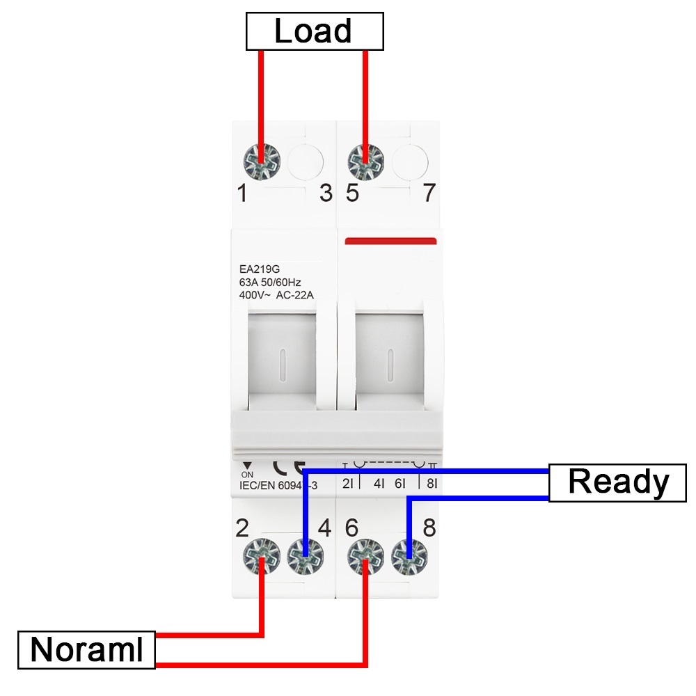 2P 40A 63A AC400V 50/60Hz Din Rail Modular Dual Power Manual Transfer Switch Isolating Discounnecting Switch Circuit Breaker