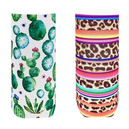 

Gwong 4Pcs Cactus Leopard Stripes Neoprene Can Beer Bottle Cover Insulated Sleeve