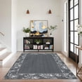 thumbnail image 2 of Hasoo 10' x 13' Area Rugs for Living Room Washable Vintage Floral Print Large Bedroom Indoor Modern Geometric Bordered Rug Soft Non Slip Carpet for Dining Room Apartment Office, Gray, 2 of 5
