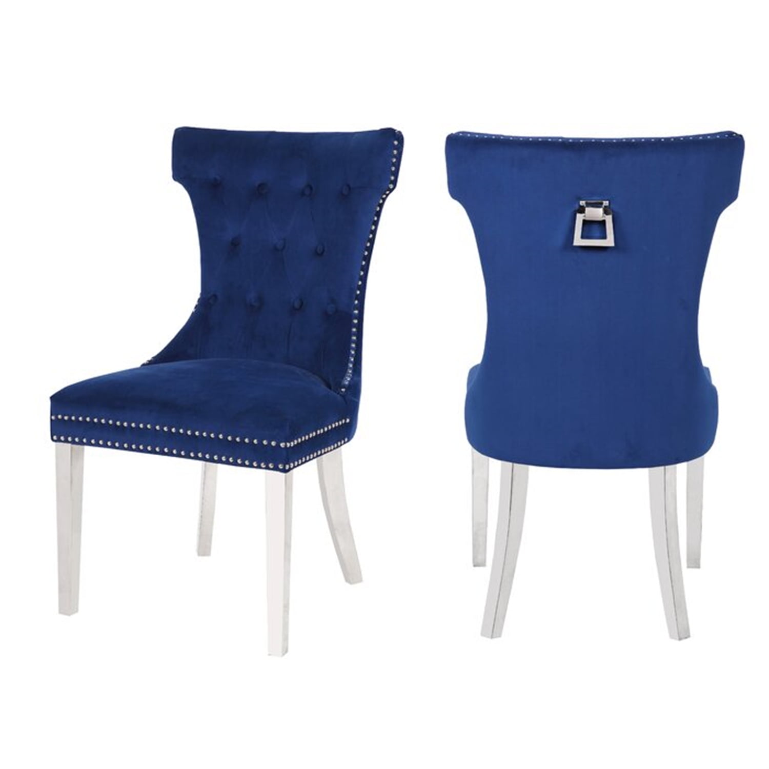 Velvet Upholstered Dining Chairs Set of 2, Modern Button Tufted Dining