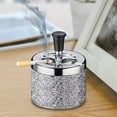 thumbnail image 4 of Automatic Extinguishing Metal Ashtray for Home and Desktop Decorative Compact Cigarette Ashtray with Rotating Cover Souvenir 9.7X12cm (Dark Blue,Dark Blue,White), 4 of 7