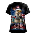 thumbnail image 7 of GEWSEY Patriotic Scrub Tops for Women 4th of July Flag Print V Neck Tee Short Sleeve Casual Tops Working Uniform (Bronze, XL), 7 of 7