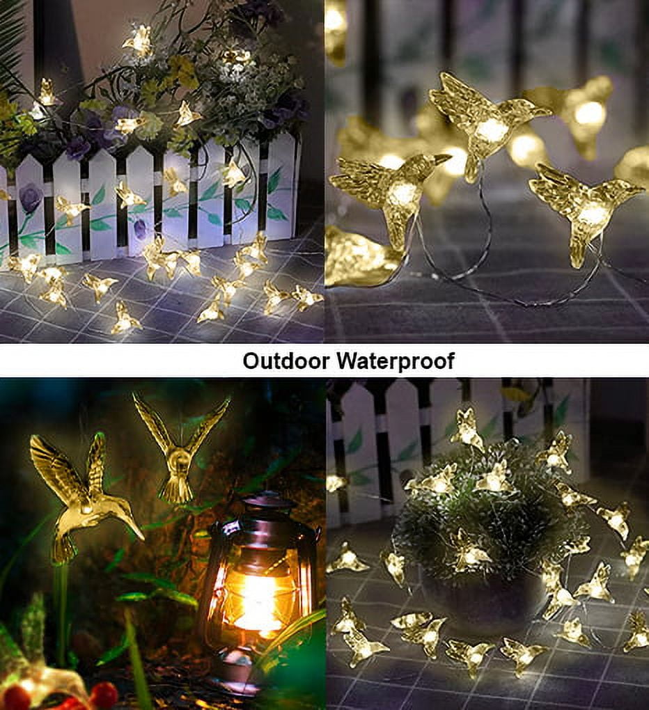 Perfect Holiday 30 LED Solar String Lights,Waterproof with Bird Design Bulbs for Outdoor Home decor, Christmas, Parties, Garden - Warm White