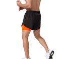 thumbnail image 3 of Men’s 2 in 1 Running Shorts with Pockets Quick Dry Breathable Active Gym Workout Shorts Bright Orange Large, 3 of 9