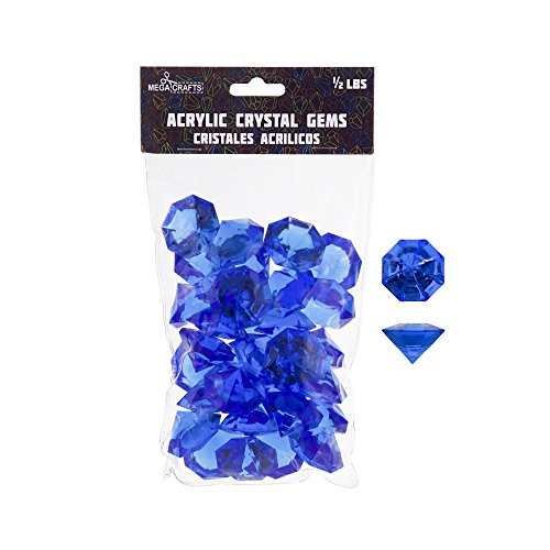 Mega Crafts Gros Diamants Acryliques de 1/2 lb Bleu Foncé, Gemmes en Plastique et Verre pour Arts et Bricolage, Remplissages de Vase et Dispersions de Table, Pierres de Décoration, Galets Brillants