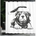 thumbnail image 4 of Ambesonne Bulldog Shower Curtain, Monochrome Christmas Theme, 69"Wx70"L, Charcoal Grey and White, 4 of 5