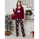 thumbnail image 3 of Pijamas navideños con estampado de Papá Noel para mujer, ropa de dormir de manga larga, ropa de descanso con cuello redondo, Pijamas encantadores para niña, 3 of 5