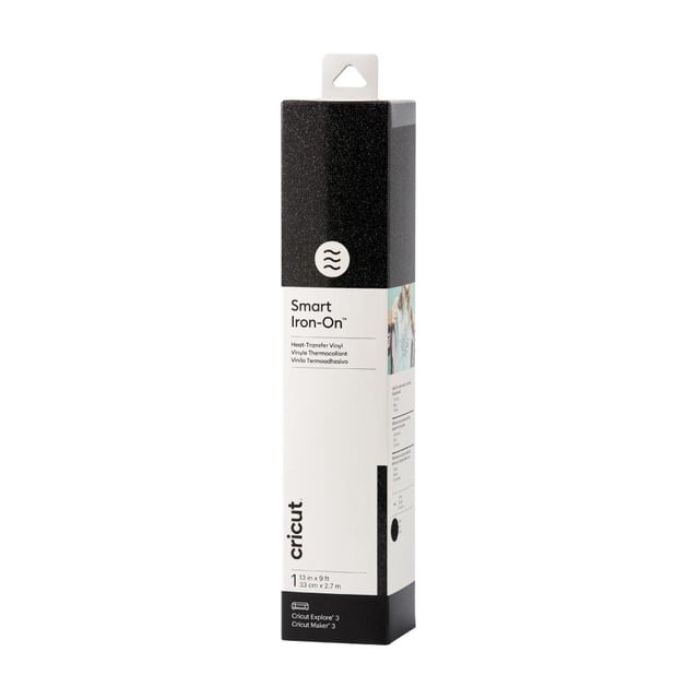 Iron On Vinyl Cricut Smart Glitter, color negro, 13 pulgadas x 9 pies